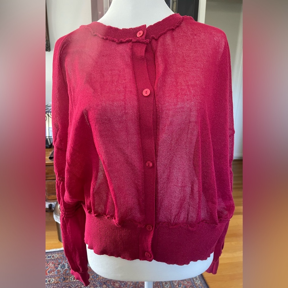 Knitted Hot pink cardigan with a little shine/sparkle material. Size M